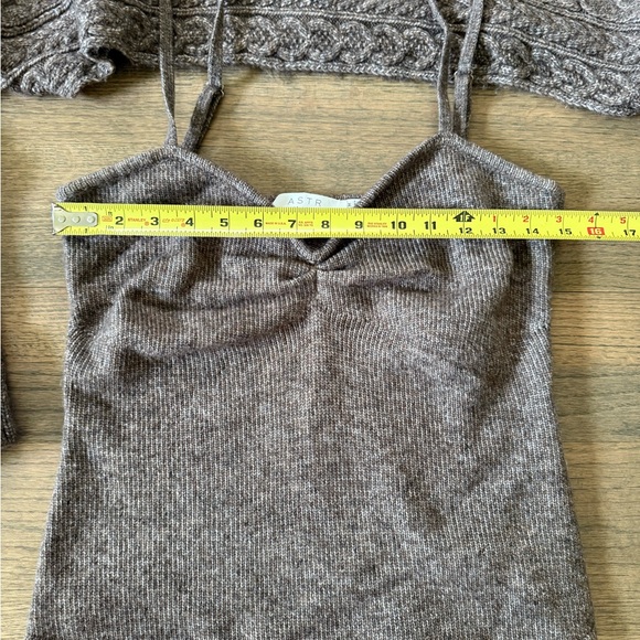 Anthropologie ASTR The Label Cable Knit Sweater Shrug Set-Brown-Size Medium - Picture 9 of 16